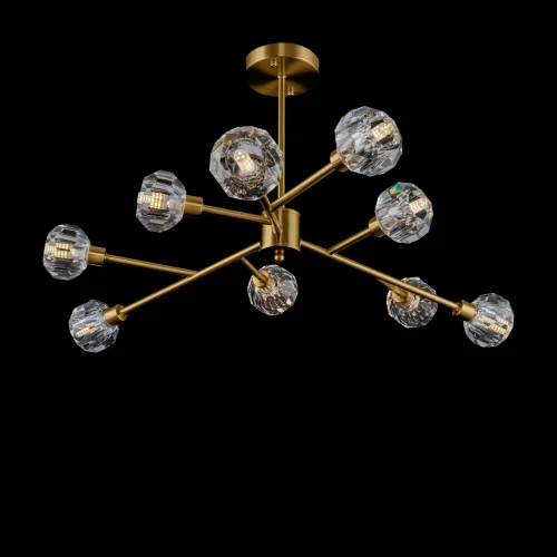 Люстра потолочная Grace FR5114PL-09BZ Freya прозрачная на 9 ламп, основание золотое в стиле классический  фото 2
